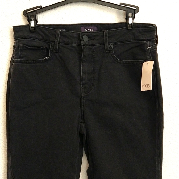 NWT NYDJ Sheri Slim Black Denim Jeans Lift Tuck Technology Size 6 Side Stripe - Picture 4 of 10